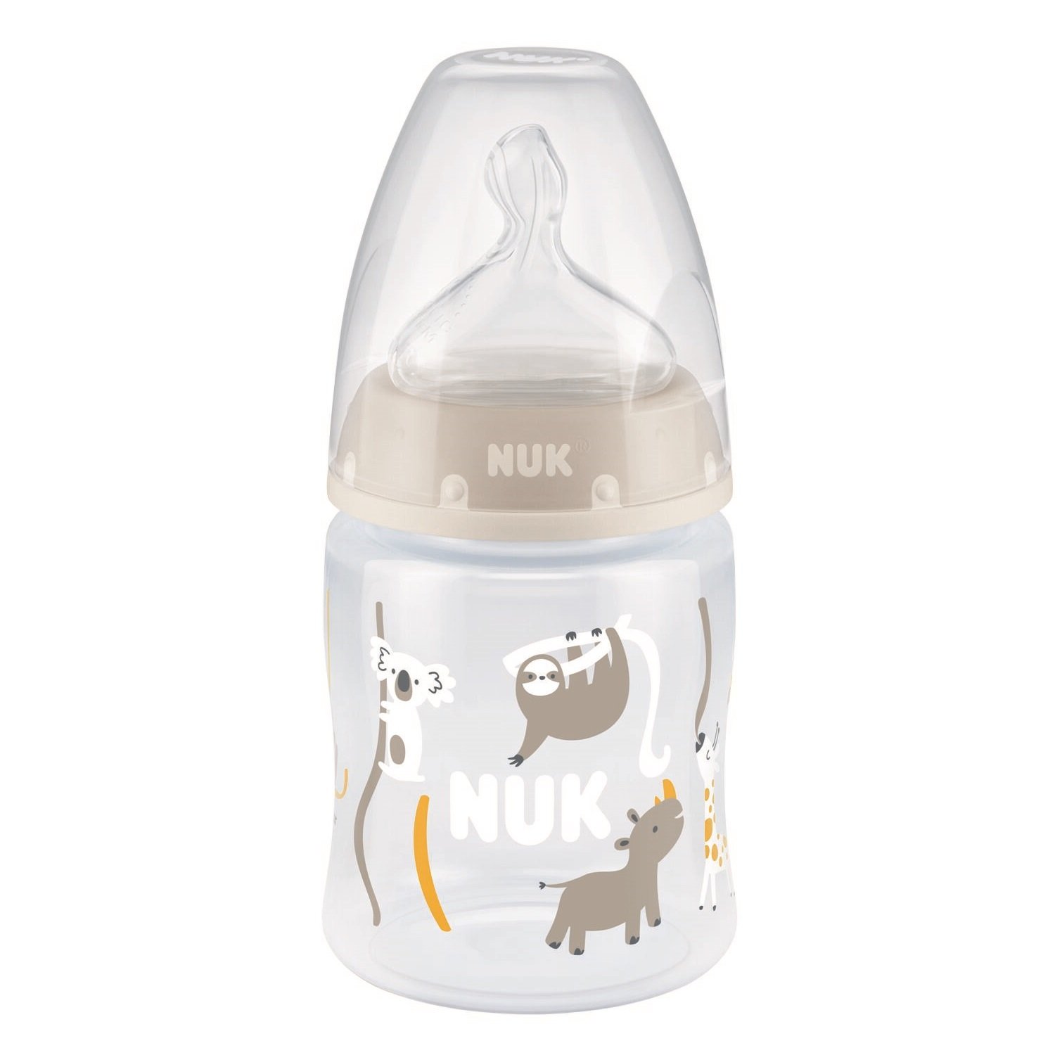 Бутылочка для кормления NUK First Choice Plus Сафари, c силиконовой соской, 150 мл, бежевый (3952400) - фото 1