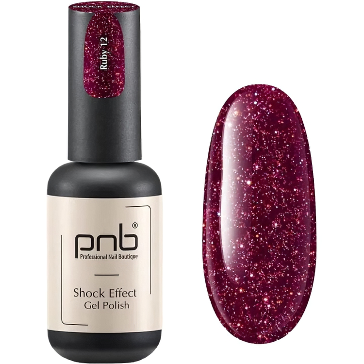 Гель-лак PNB світловідбиваючий Shock Effect PNB 12 Ruby 8  мл UV/LED - фото 1