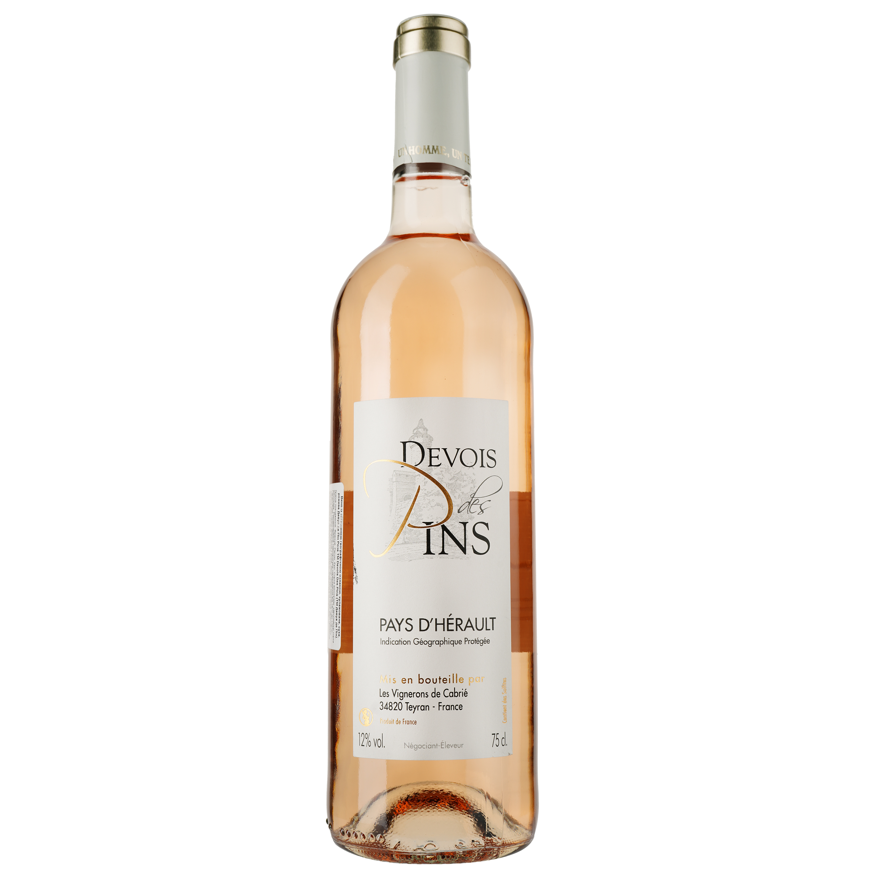 Вино Devois Des Pins Rose IGP Pays D'Herault, розовое, сухое, 0.75 л - фото 1