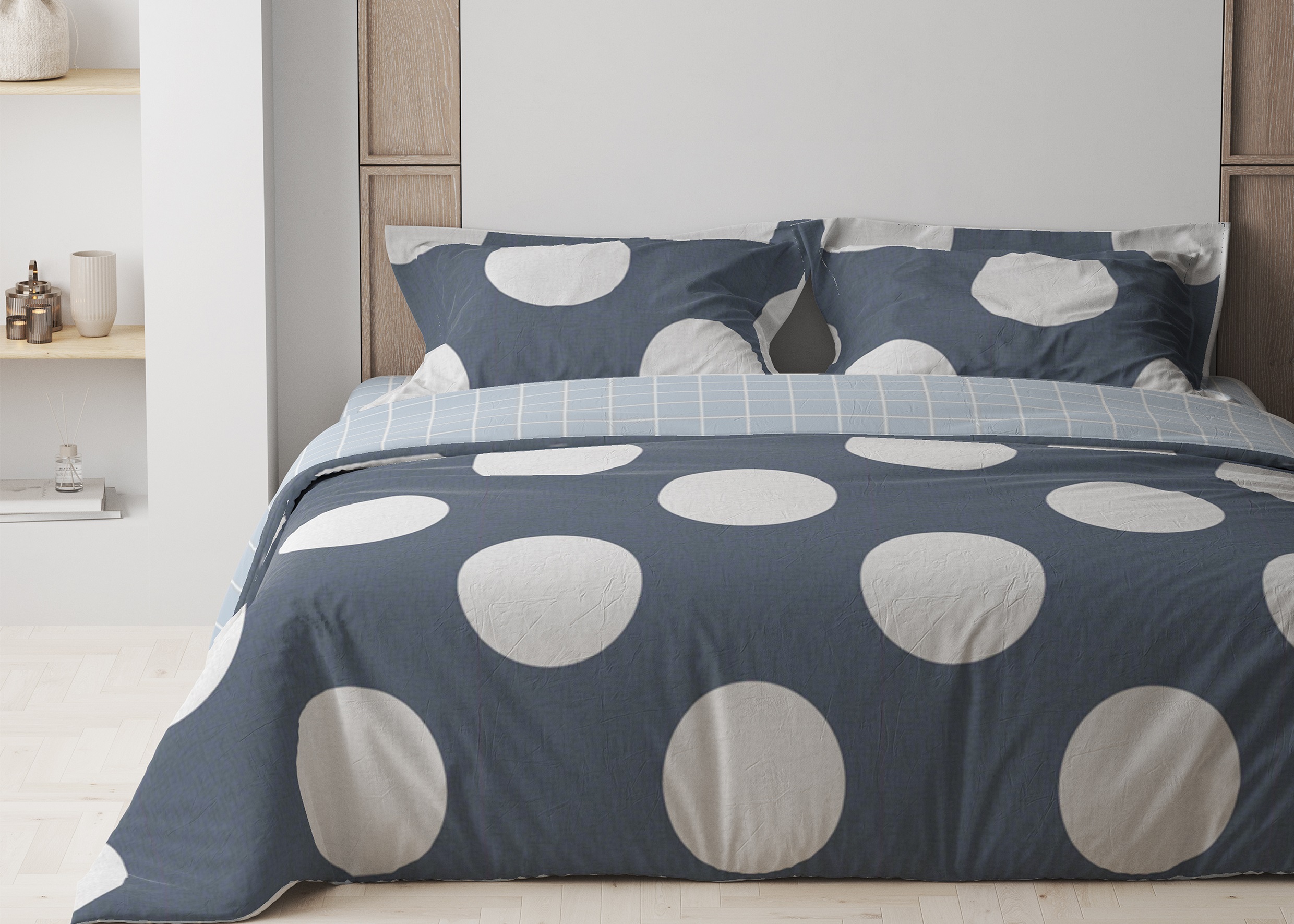 Комплект постільної білизни ТЕП Happy Sleep 335 Circle євро синій з білим (2-03796_25557) - фото 1