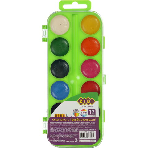 Акварельні фарби ZiBi Kids Line, 12 кольорів, салатовий (ZB.6544-12) - фото 1