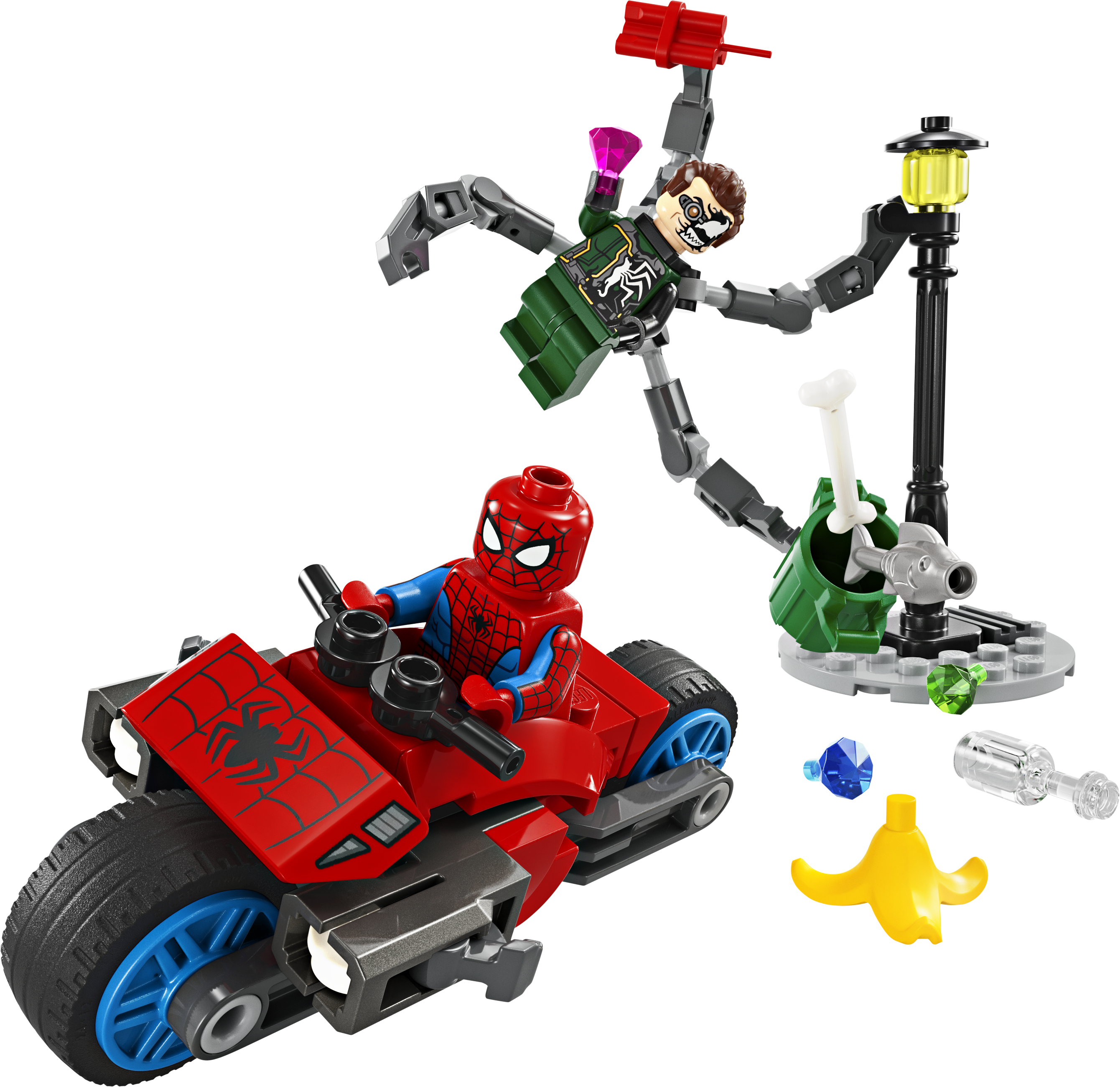 Конструктор LEGO Super Heroes Marvel Погоня на мотоциклах Людина-Павук vs. Доктор Восьминіг 77 деталі (76275) - фото 2