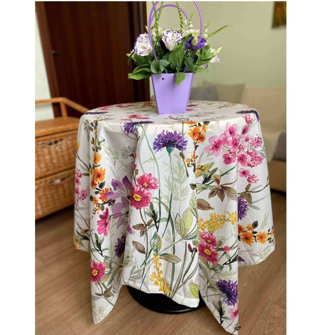 Photos - Tablecloth / Napkin Provans Скатертина Прованс Digitale Польові квіти, 134х134 см  (15444)