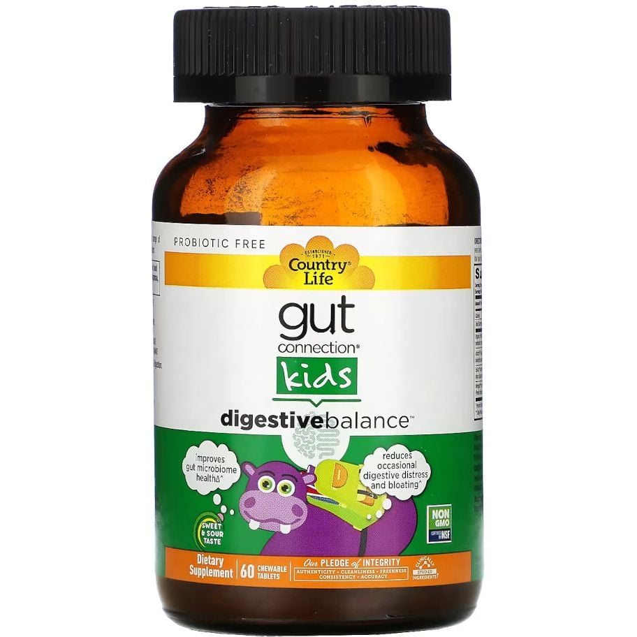 Пищеварительная формула Country Life Gut Сonnection Kids Digestive Balance 60 жевательных таблеток - фото 1