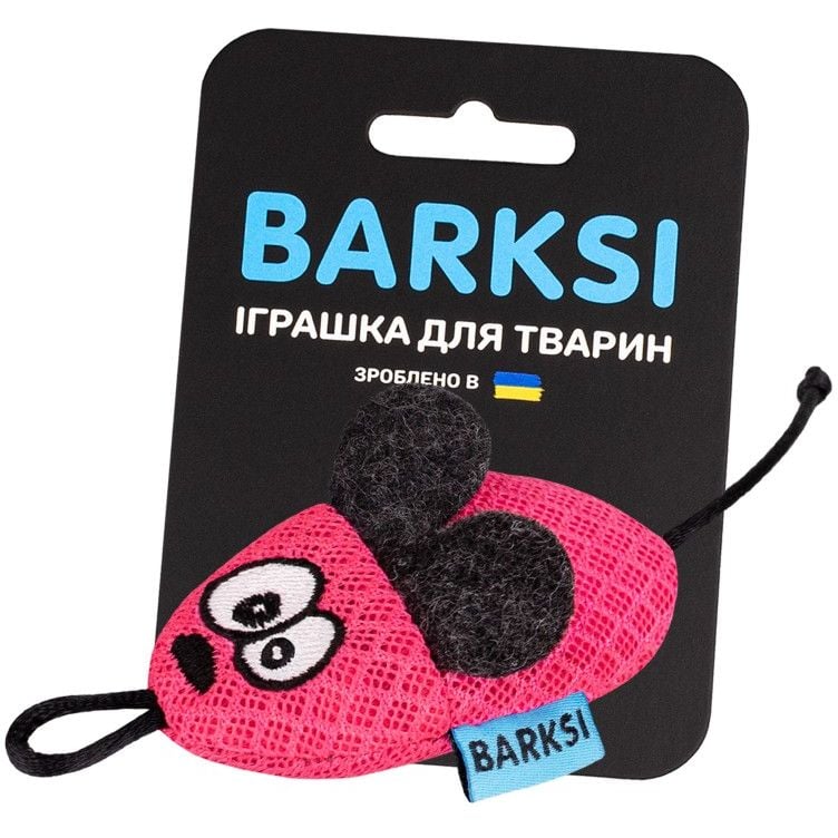 Іграшка для котів Barksi Мишка з дзвіночком 8х4 см рожева - фото 2