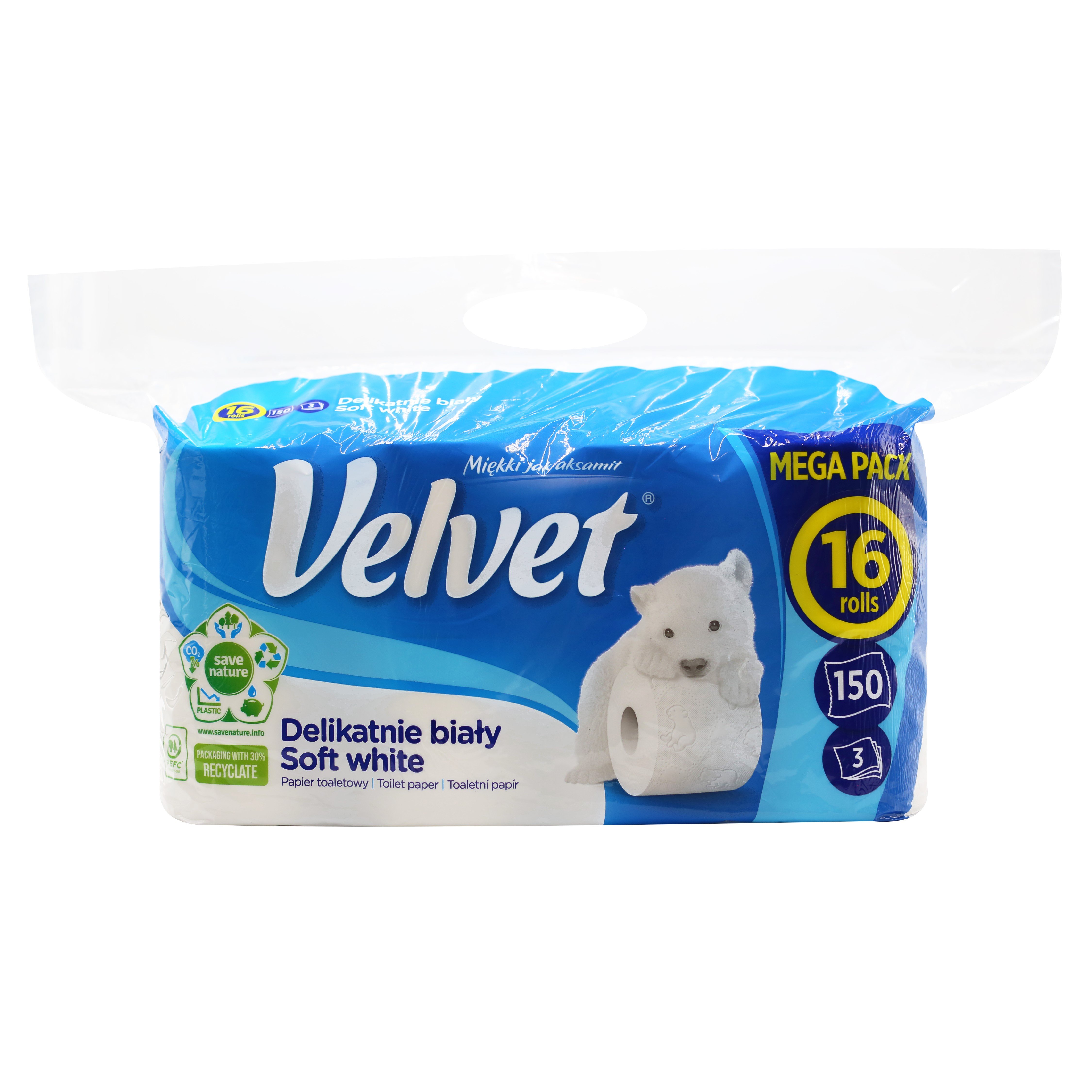 Туалетная бумага Velvet Soft White Eco Roll, 16 рулонов - фото 1