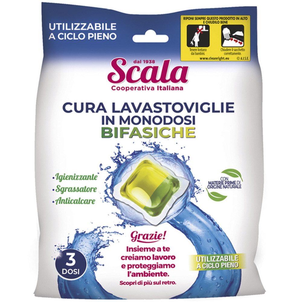 Капсули двофазні Scala Cura Lavastoviglie Bifasiche для догляду за посудомийною машиною 3 шт. - фото 1