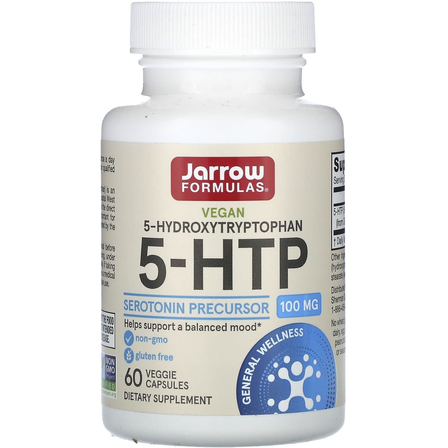 Гидрокситриптофан Jarrow Formulas 5-HTP 100 мг 60 вегетарианских капсул - фото 1