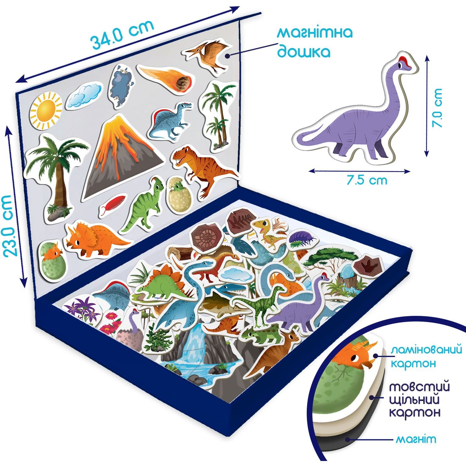 Набір магнітів Magdum Magnetic game Світ динозаврів 67 шт. (ML4032-04 EN) - фото 3