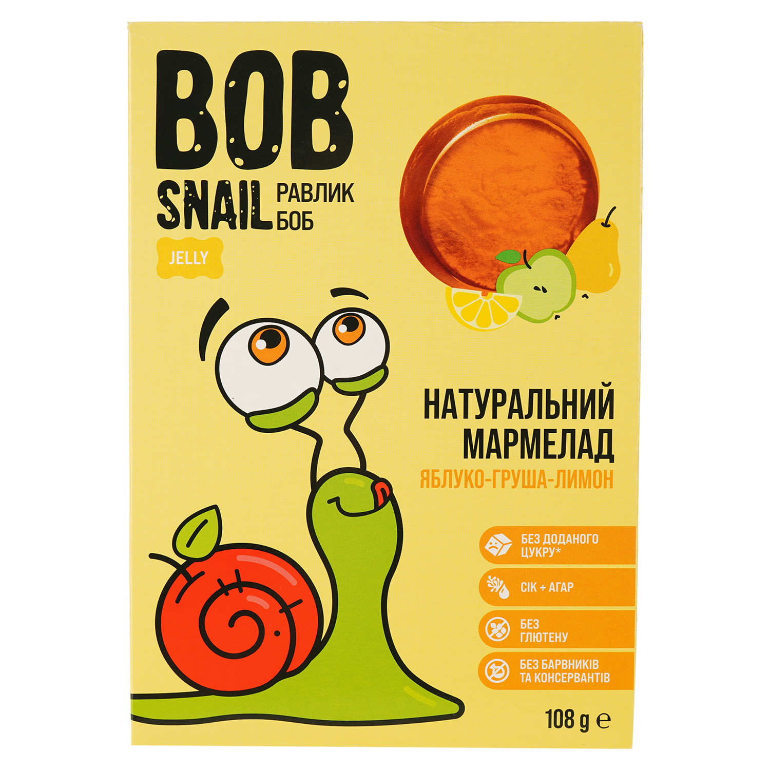 Фруктовый мармелад Bob Snail Яблоко-Груша-Лимон 108 г - фото 1