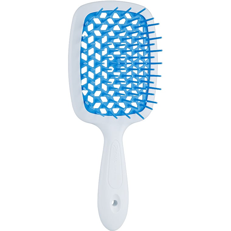 Щетка для волос Janeke Small Superbrush, 17,5x7x3 см, белая с синим - фото 1