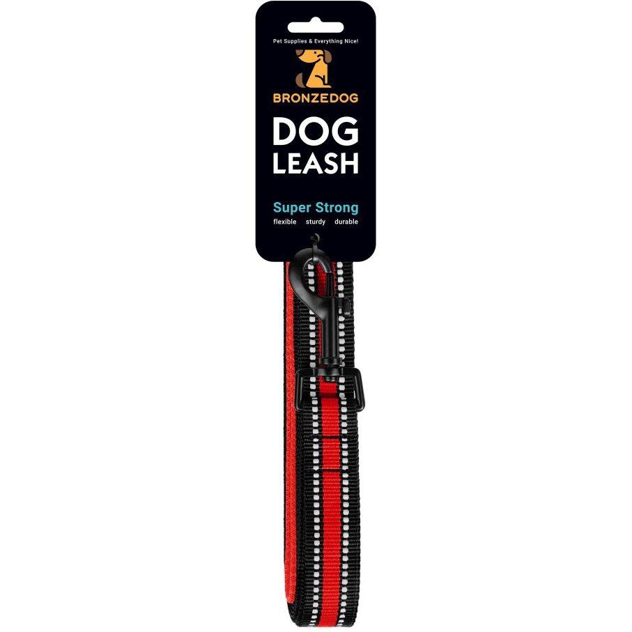 Повідець для собак BronzeDog Mesh, розмір S, 200х1,6 см, червоний - фото 6