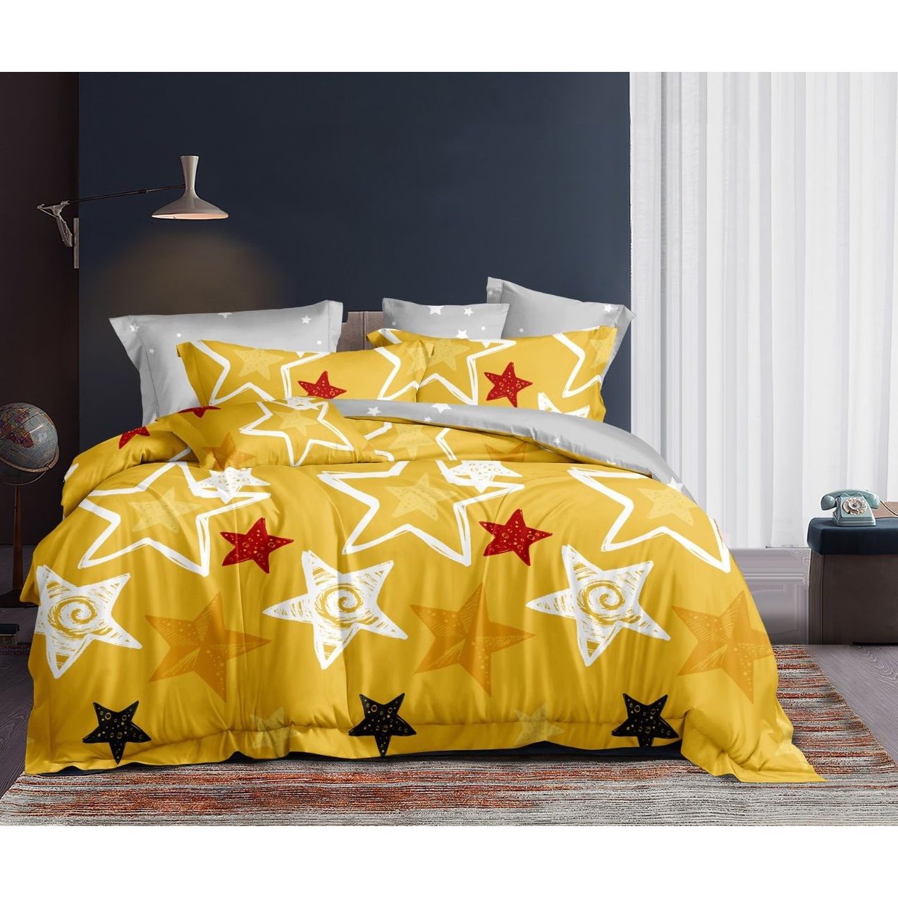 Комплект постельного белья Ecotton Комфорт 961 А Звезды, бязь, семейный, желтый (23418) - фото 1