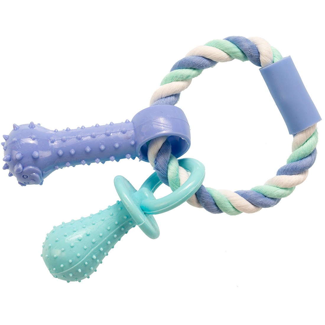 Игрушка для собак GimDog Cotton Dent Plus, веревка и кольцо с термопластичной резиной, 15см - фото 1