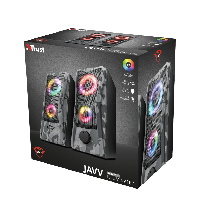 Компьютерные колонки Trust GXT 606 JAVV RGB 2.0 SNOW CAMO Black - фото 3