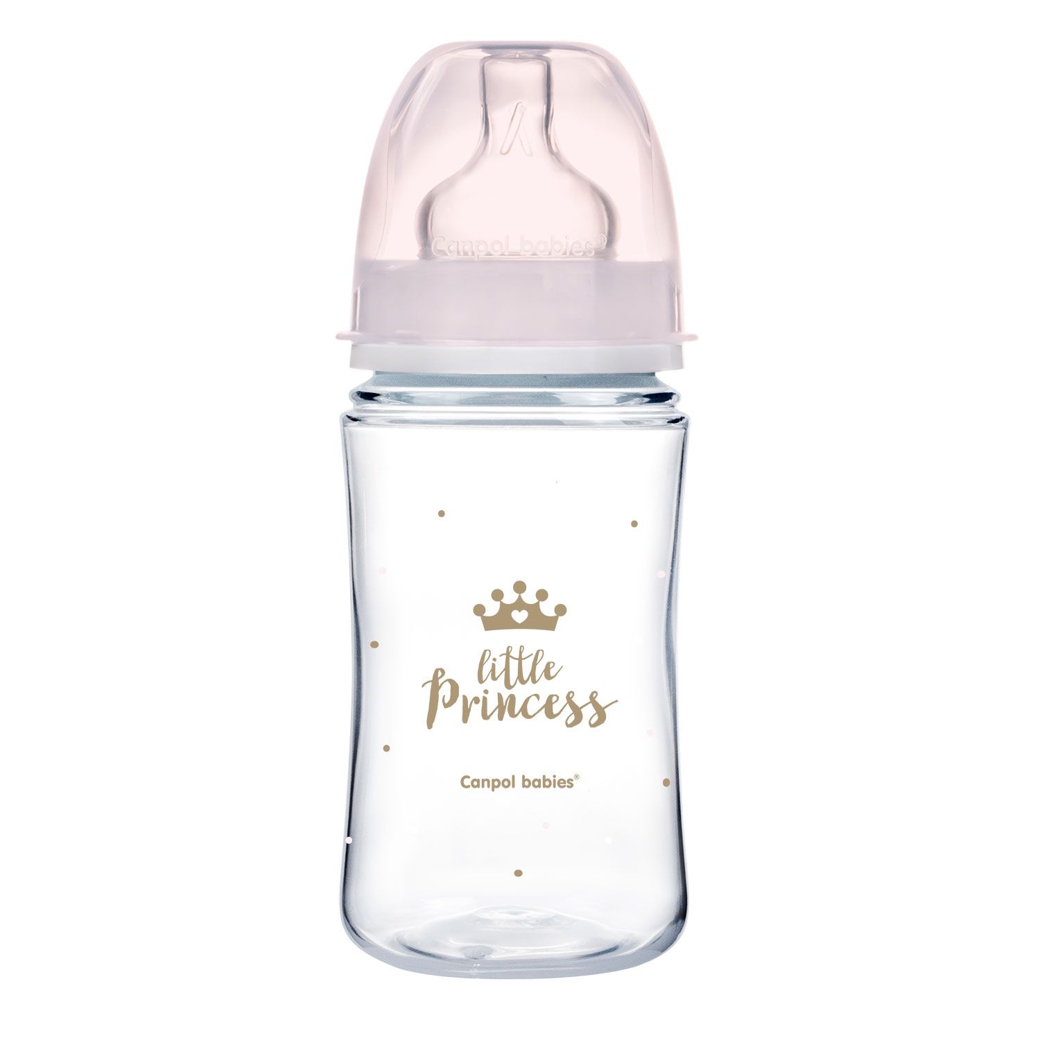 Антиколікова пляшечка Canpol Babies Easystart Royal baby, з широким отвором, 240 мл, рожевий (35/234_pin) - фото 1