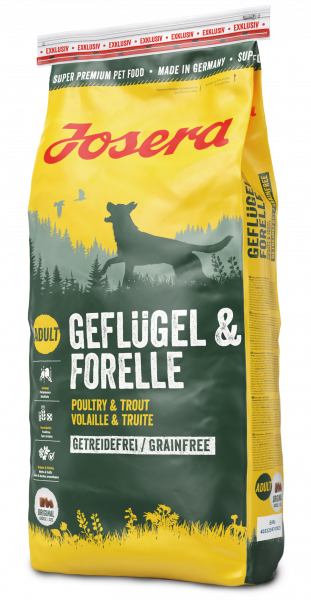 Беззерновой сухой корм для собак Josera Geflugel&Forelle, с домашней птицей и форелью, 15 кг - фото 1