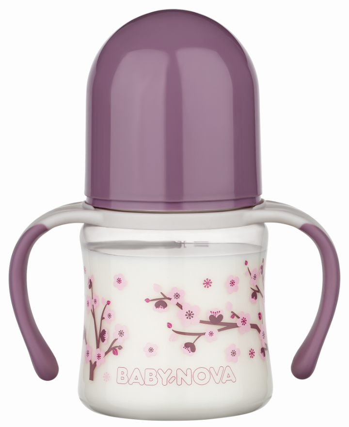 Бутылочка Baby-Nova Декор, з широким горлышком и ручками, 150 мл, сиреневый (3966383) - фото 1