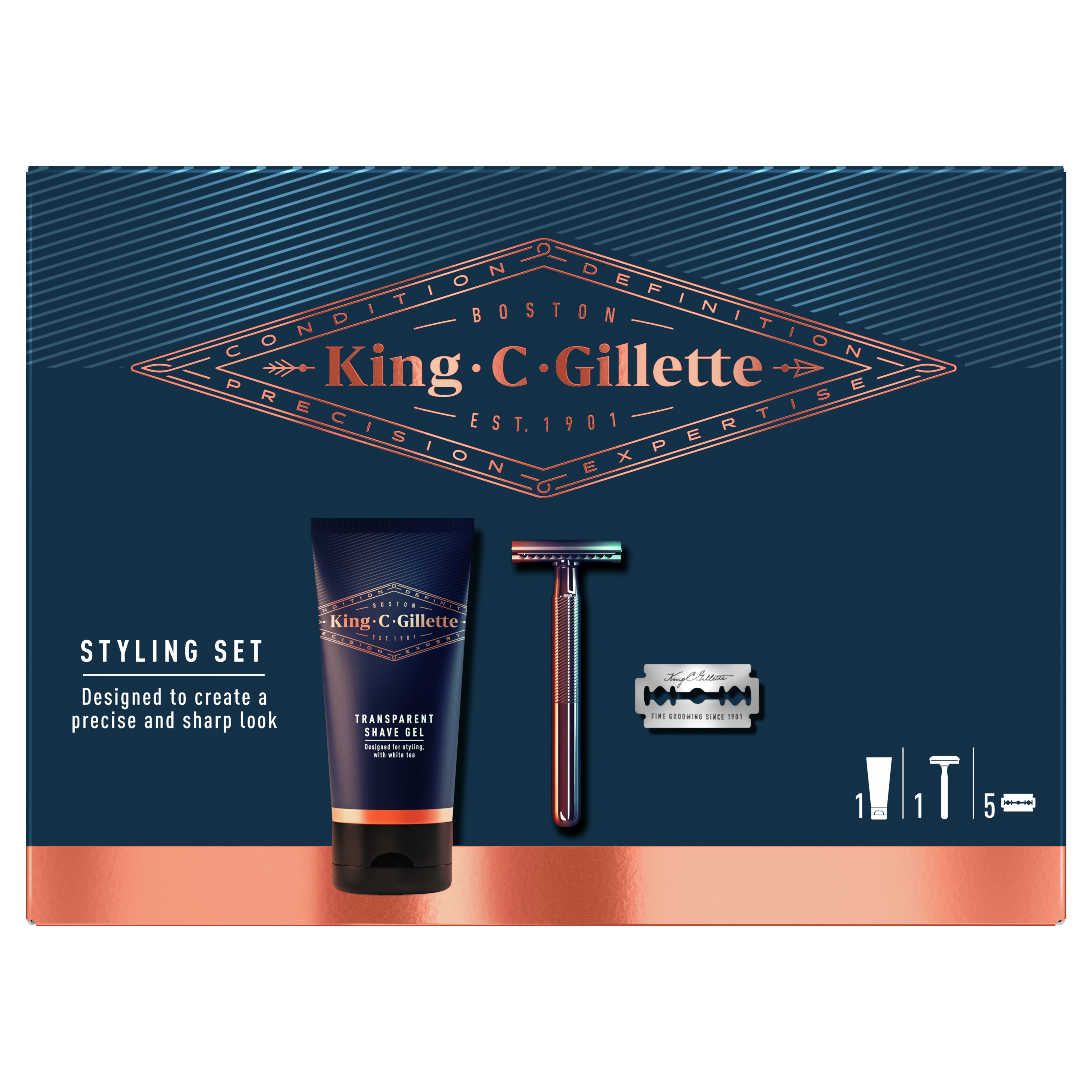 Подарунковий набір Gillette King C: Безпечна бритва + Гель для гоління 150 мл - фото 1