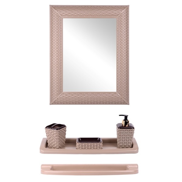Набор Violet House Роттанг Cappuchino для ванной комнаты с зеркалом, светло-коричневый (0543 Роттанг CAPPUCHINO) - фото 1