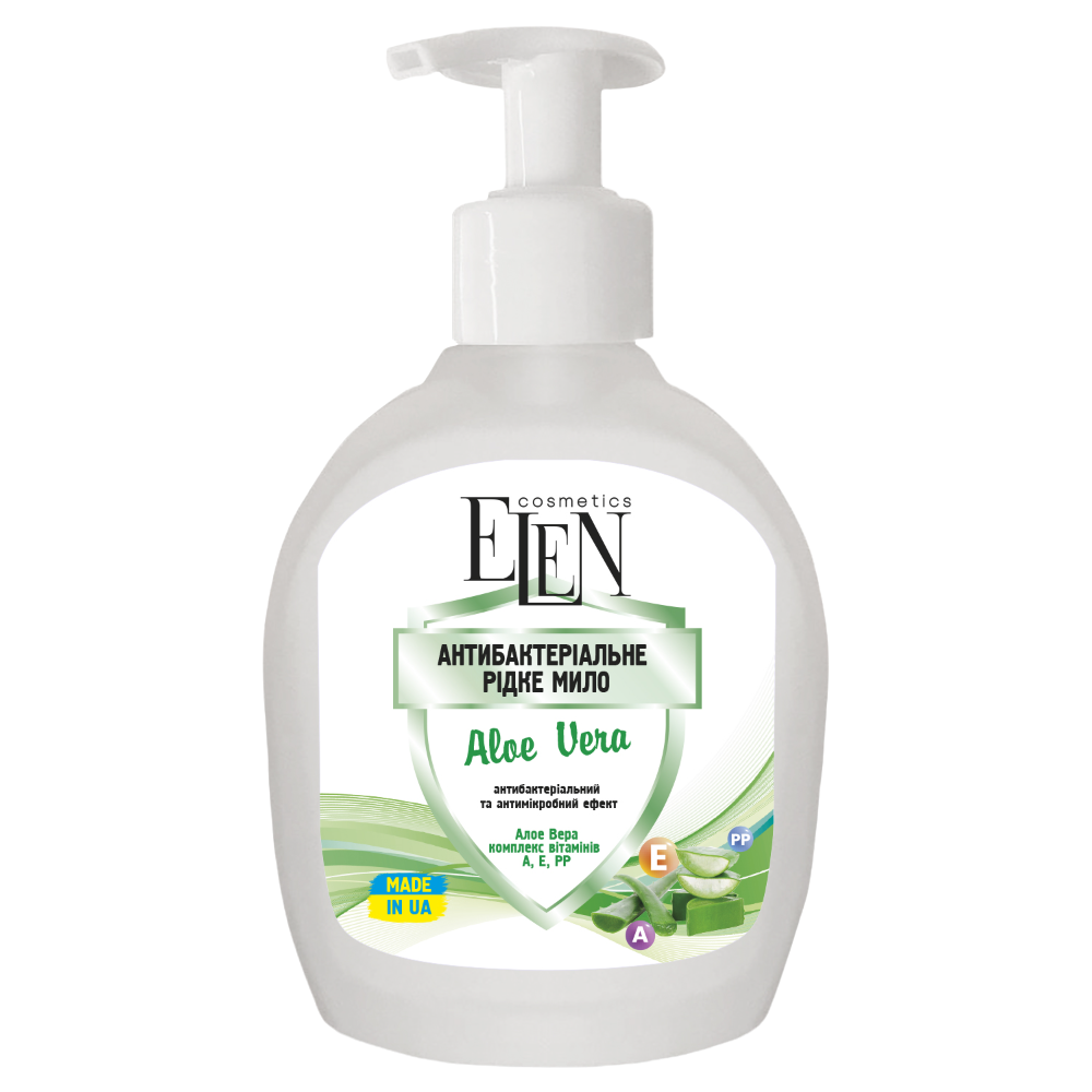 Рідке мило ELEN Cosmetics Aloe Vera, антибактеріальне, 300 мл - фото 1