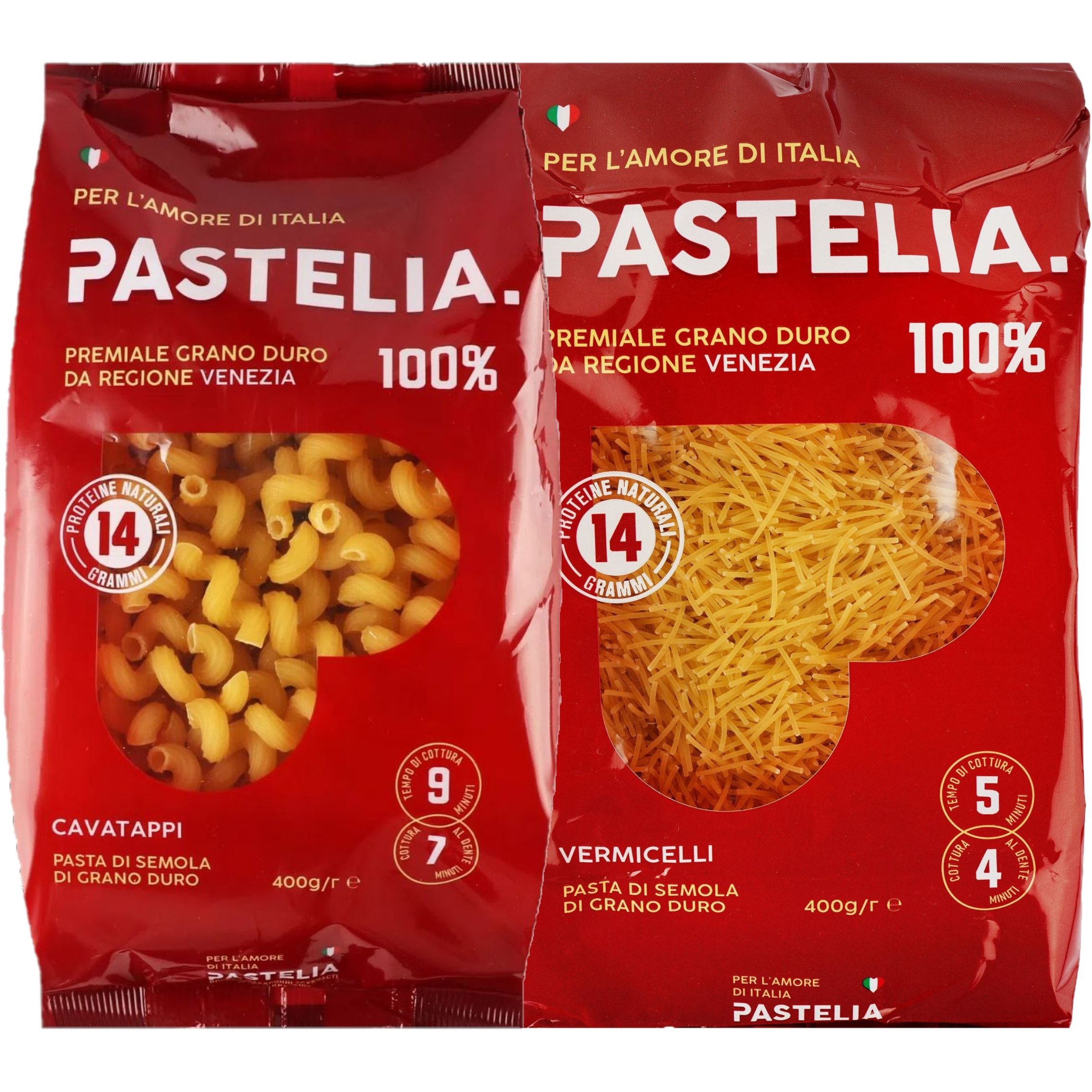 Набор макаронных изделий Pastelia Vermicelli 400 г + Pastelia Cavatappi 400 г - фото 1