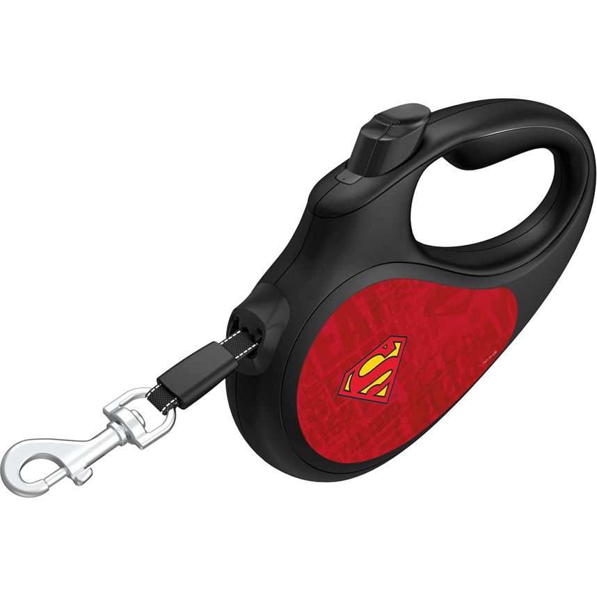 Поводок-рулетка для собак Waudog R-leash Супермен Лого Красный, светоотражающий, L, до 50 кг, 5 м, черный - фото 2