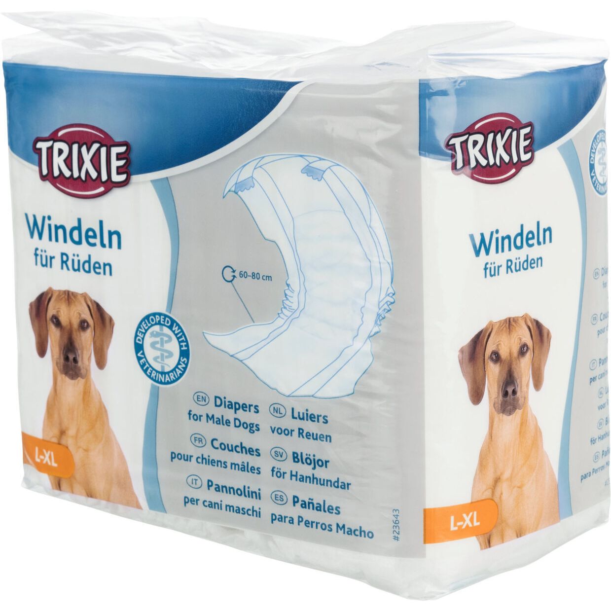 Подгузники для собак-мальчиков Trixie, 60-80 см, L-XL, 12 шт. (23643) - фото 1