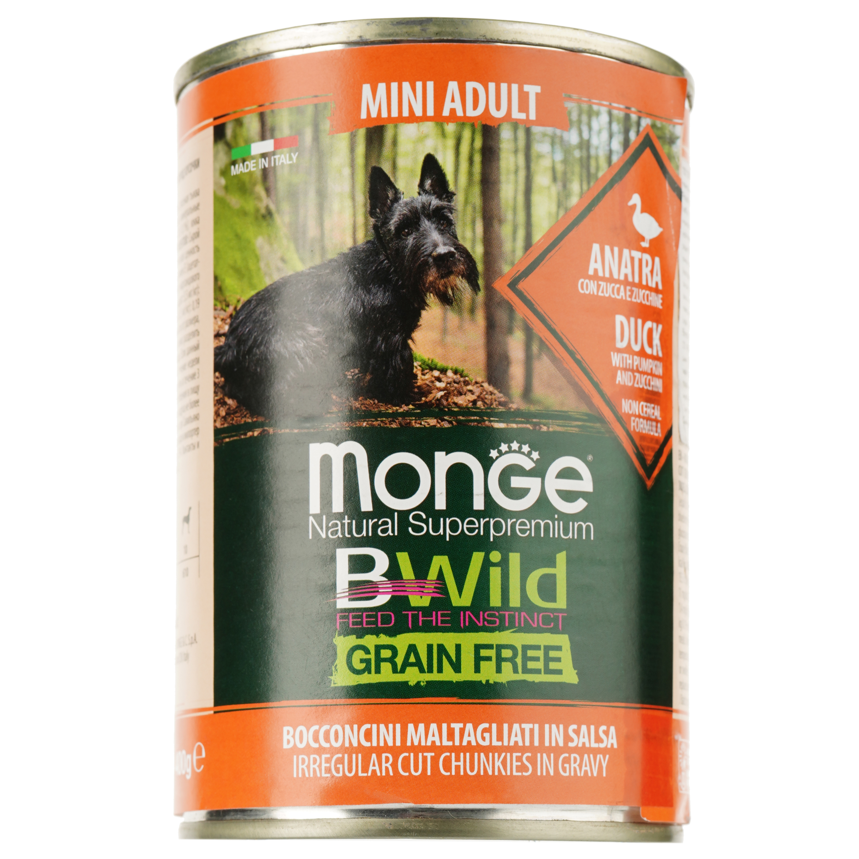 Вологий корм для собак Monge Dog Wet Bwild Mini Adult, качка, гарбуз і цукіні, 400 г - фото 2