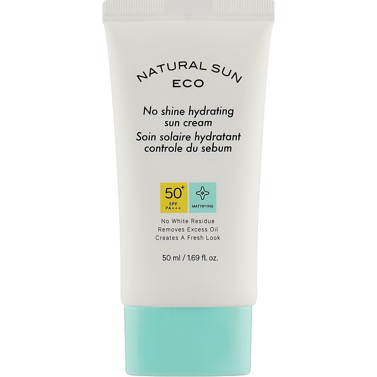 Солнцезащитный крем для лица The Face Shop Natural Sun Eco No Shine Hydrating Sun Cream SPF50+ PA+++ 50 мл - фото 1