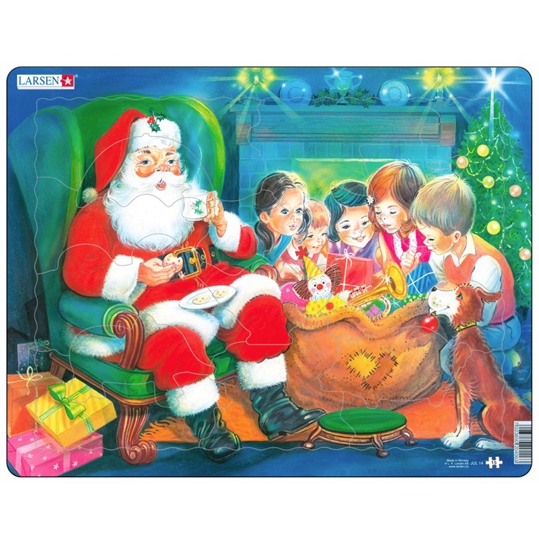Пазл рамка-вкладыш Larsen серии МАКСИ Дед Мороз с детьми (JUL14) - фото 1
