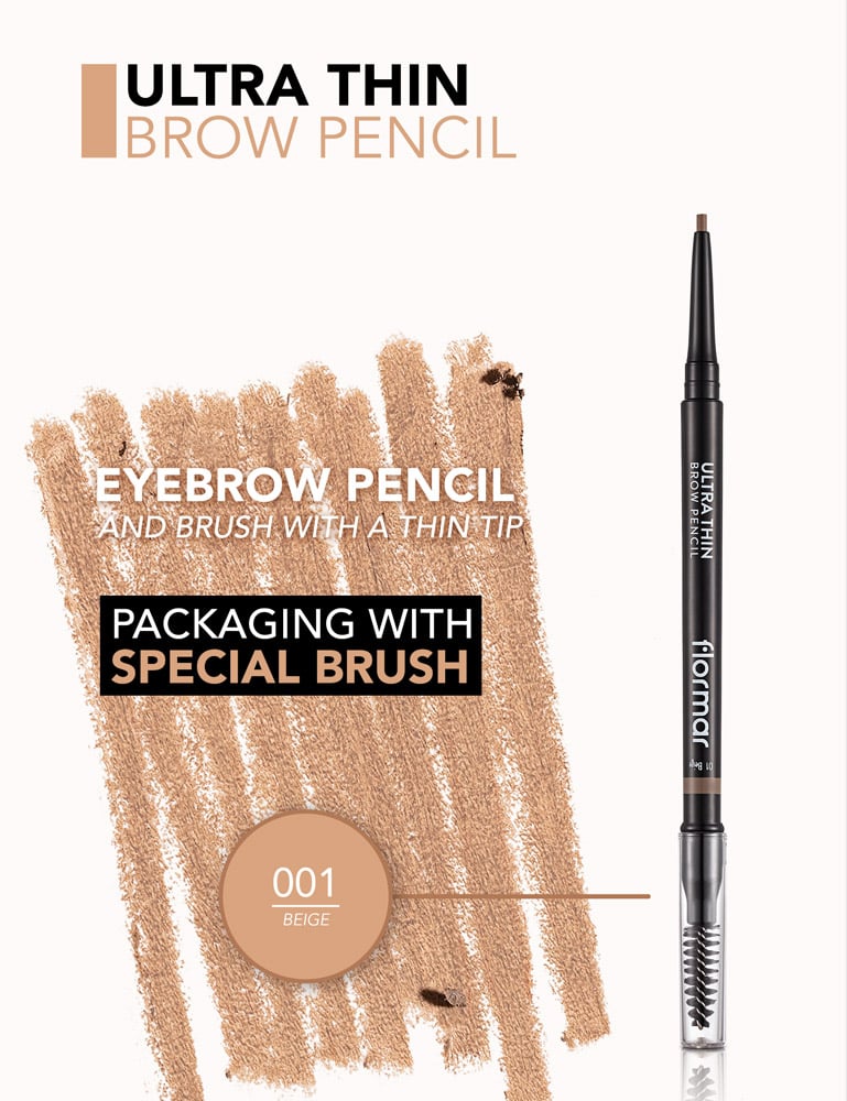 Олівець для брів Flormar Ultra Thin Brow Pencil Beige тон 001, 0.14 г (8000019546635) - фото 4