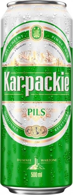 Пиво Karpackie Pils світле, 4%, з/б, 0.5 л - фото 1