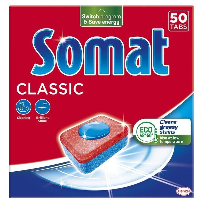 Таблетки для миття посуду в посудомийній машині Somat Classic, 50 таблеток - фото 1