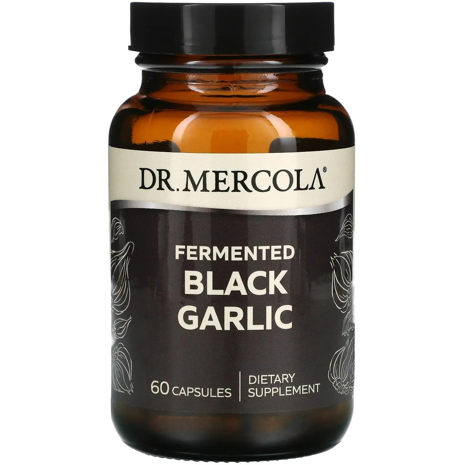 Пищевая добавка Dr. Mercola Black Garlic ферментированная 60 капсул - фото 1