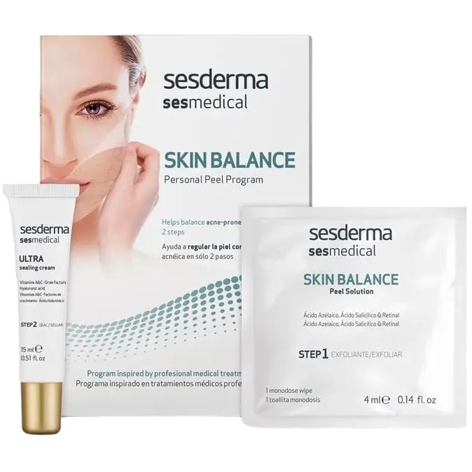 Пилинг-программа Sesderma Sesmedical Skin Balance Personal Peel Program для восстановления баланса кожи, склонной к акне, 15 мл + 4 салфетки - фото 1