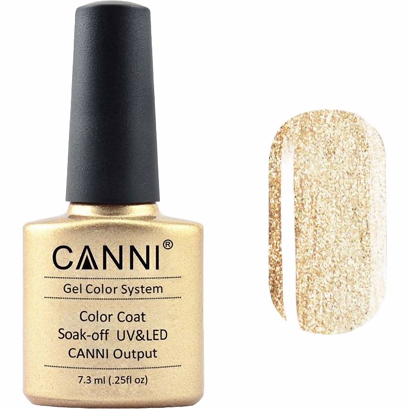 Гель-лак Canni Color Coat Soak-off UV&LED 219 светлый золото с мерцающим блеском 7.3 мл - фото 1