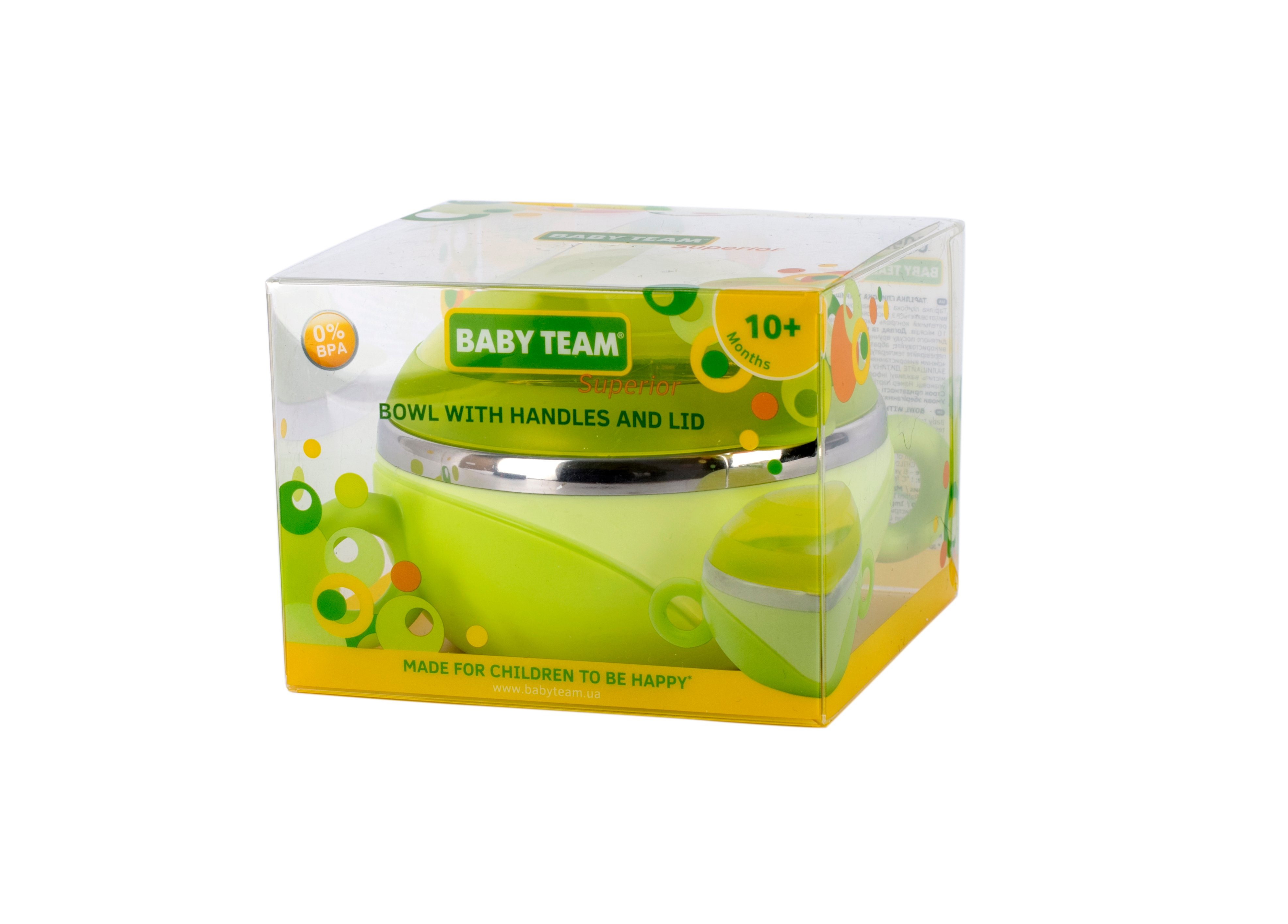 Тарелка глубокая из нержавеющей стали Baby Team, с крышкой и ручками, 240 мл, зеленый (6092) - фото 4