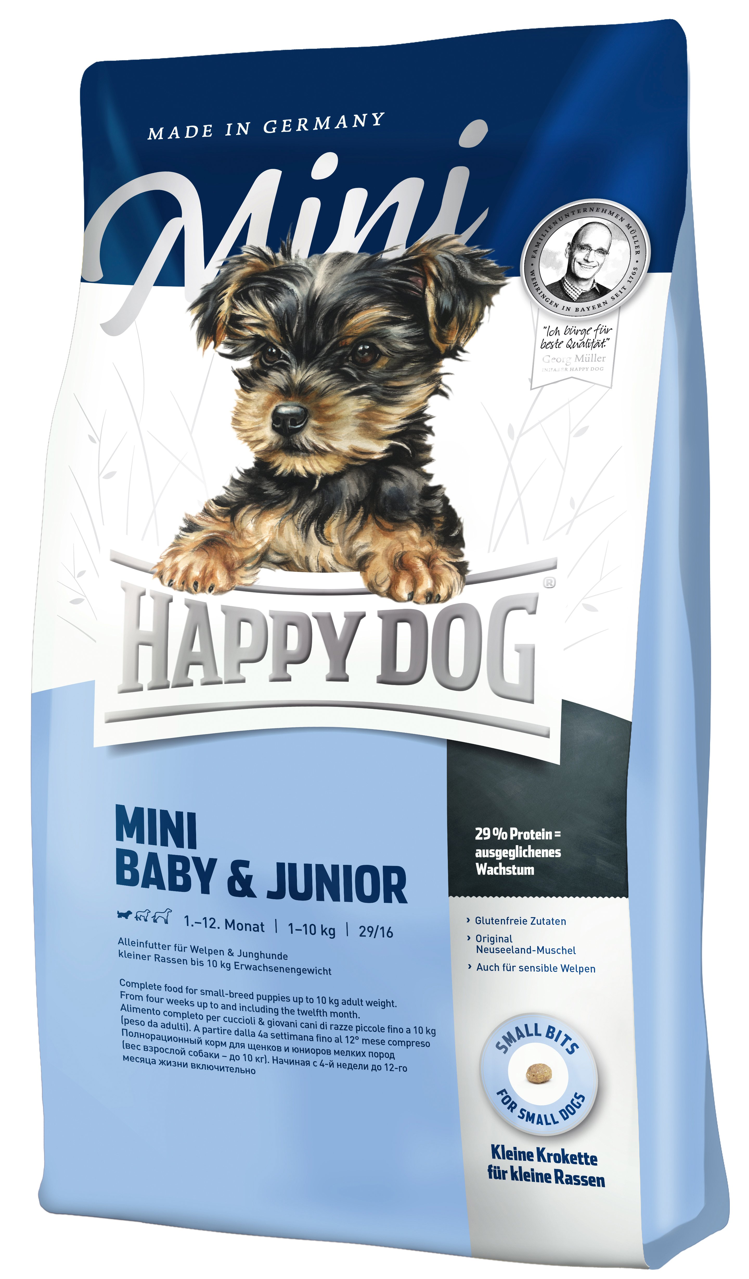 Сухой корм для щенков мелких пород Happy Dog Supreme Mini Baby&Junior, 1 кг (3409) - фото 1