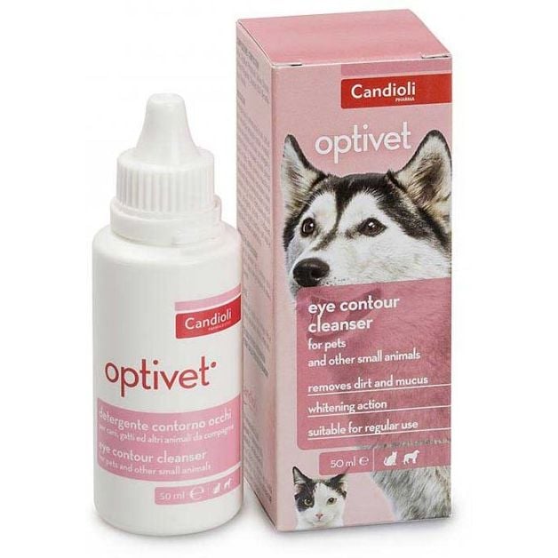 Фото - Лекарства и витамины Краплі Candioli Optivet для догляду за очима для котів та собак, 50 мл