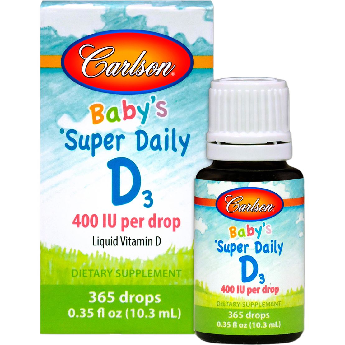 Витамин D3 для детей Carlson Baby's Super Daily D3 400 МЕ в каплях 10.3 мл - фото 1