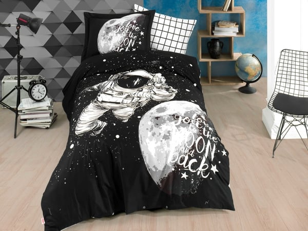 Комплект постельного белья Hobby Poplin Galaxy, поплин, 220х160 см, черный (8698499144460) - фото 1