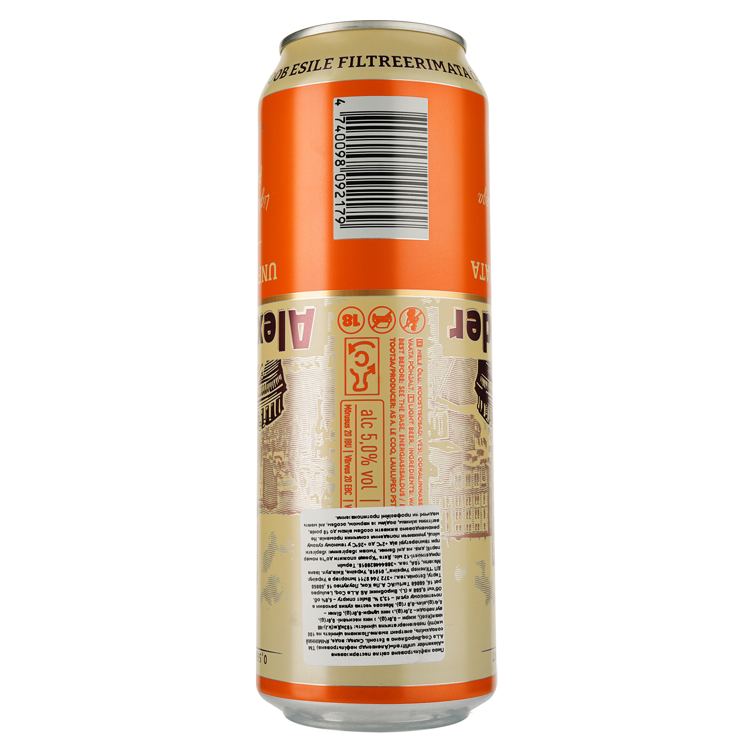 Пиво A. Le Coq Alexander Unfiltered, світле, нефільтроване, 5%, з/б, 0,568 л - фото 2