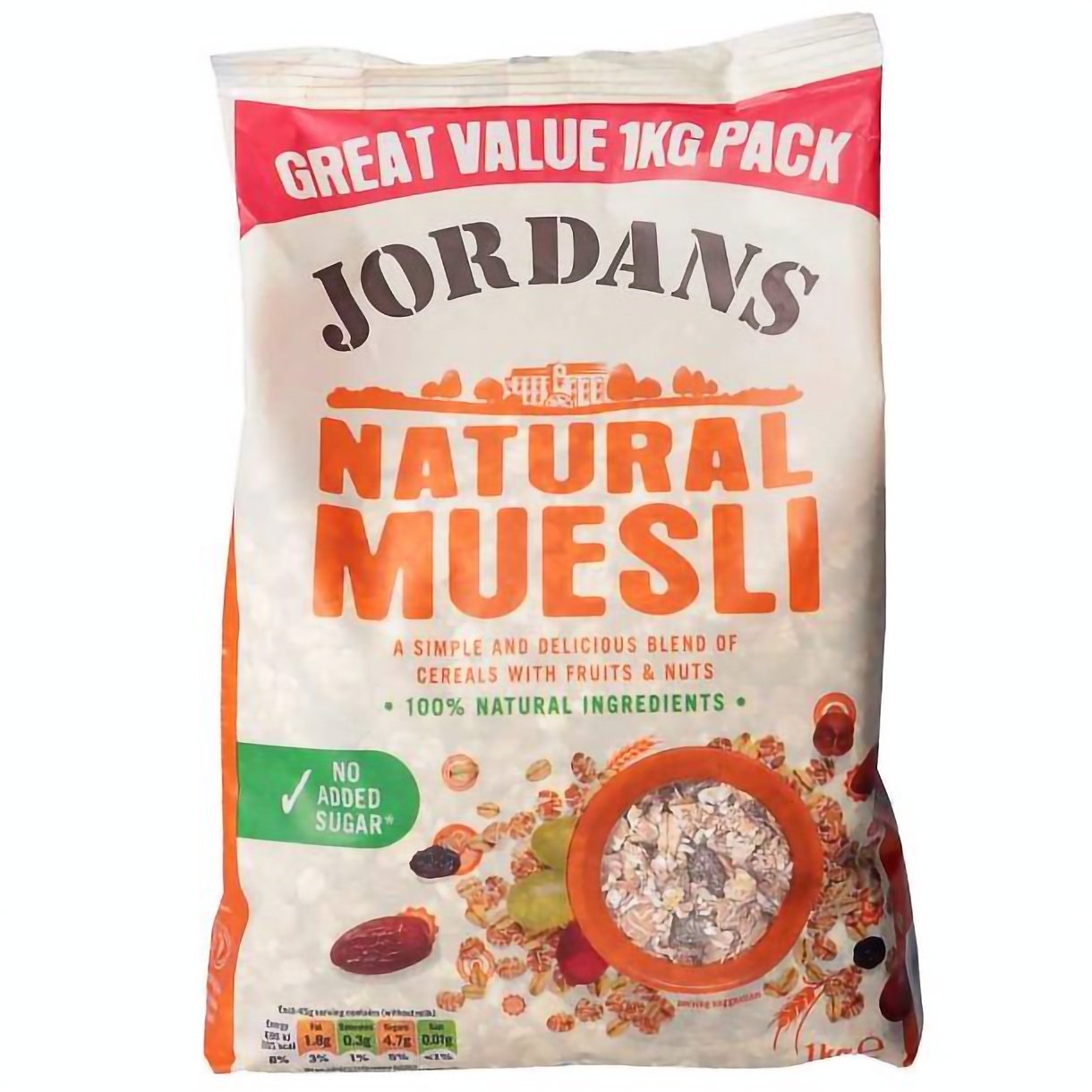 Мюсли Jordans Natural Muesli без добавления сахара 1 кг - фото 1