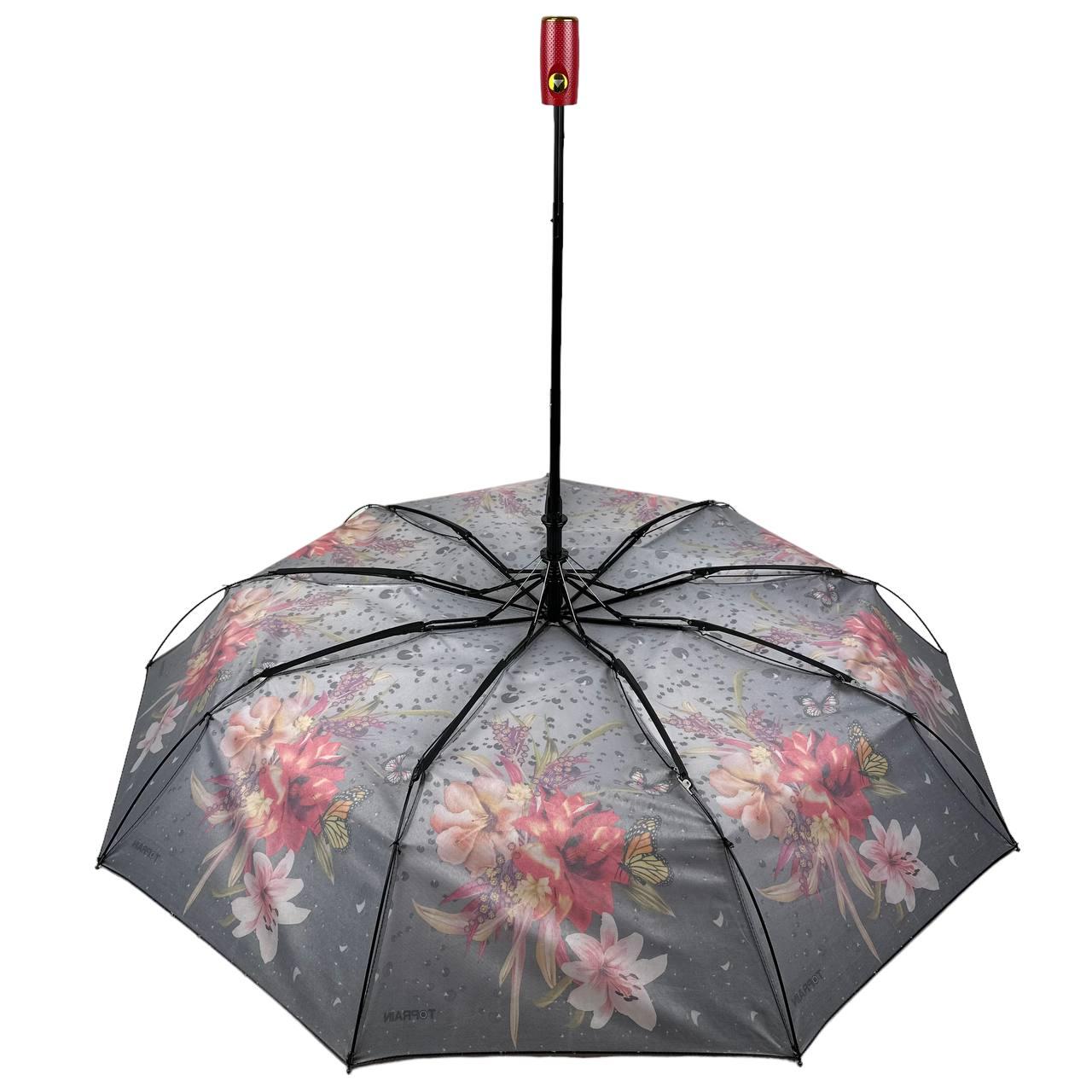 Женский складной зонтик полуавтомат Toprain 97 см серый - фото 5