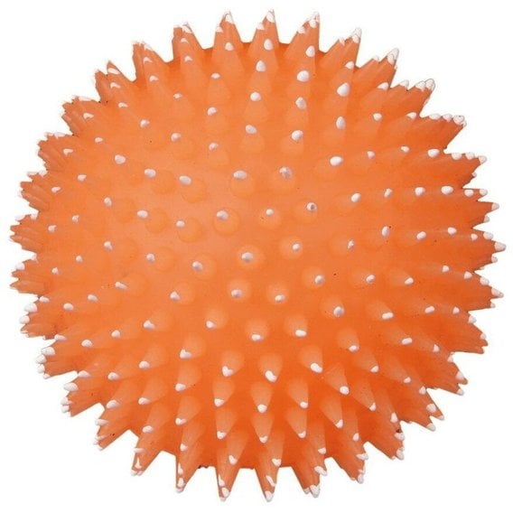 Игрушка для собак Trixie Мяч игольчатый виниловый светящийся, с пищалкой, d 10 см, в ассортименте (34091) - фото 1