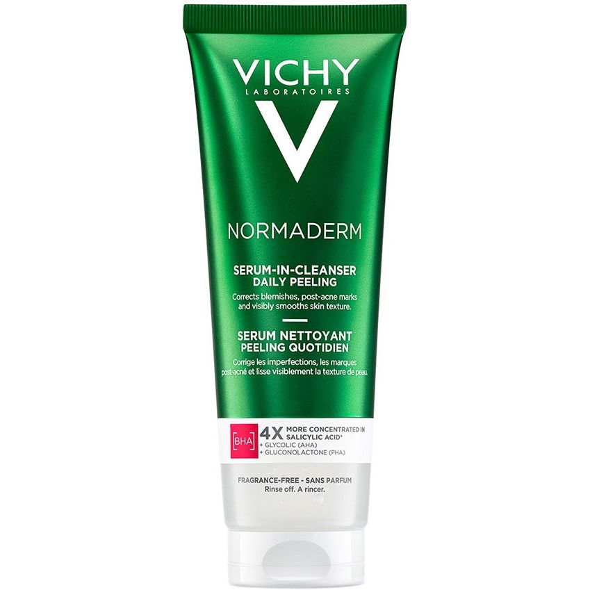 Очищающий гель-сыворотка Vichy Normaderm с эффектом пилинга для проблемной кожи лица и тела 125 мл - фото 1