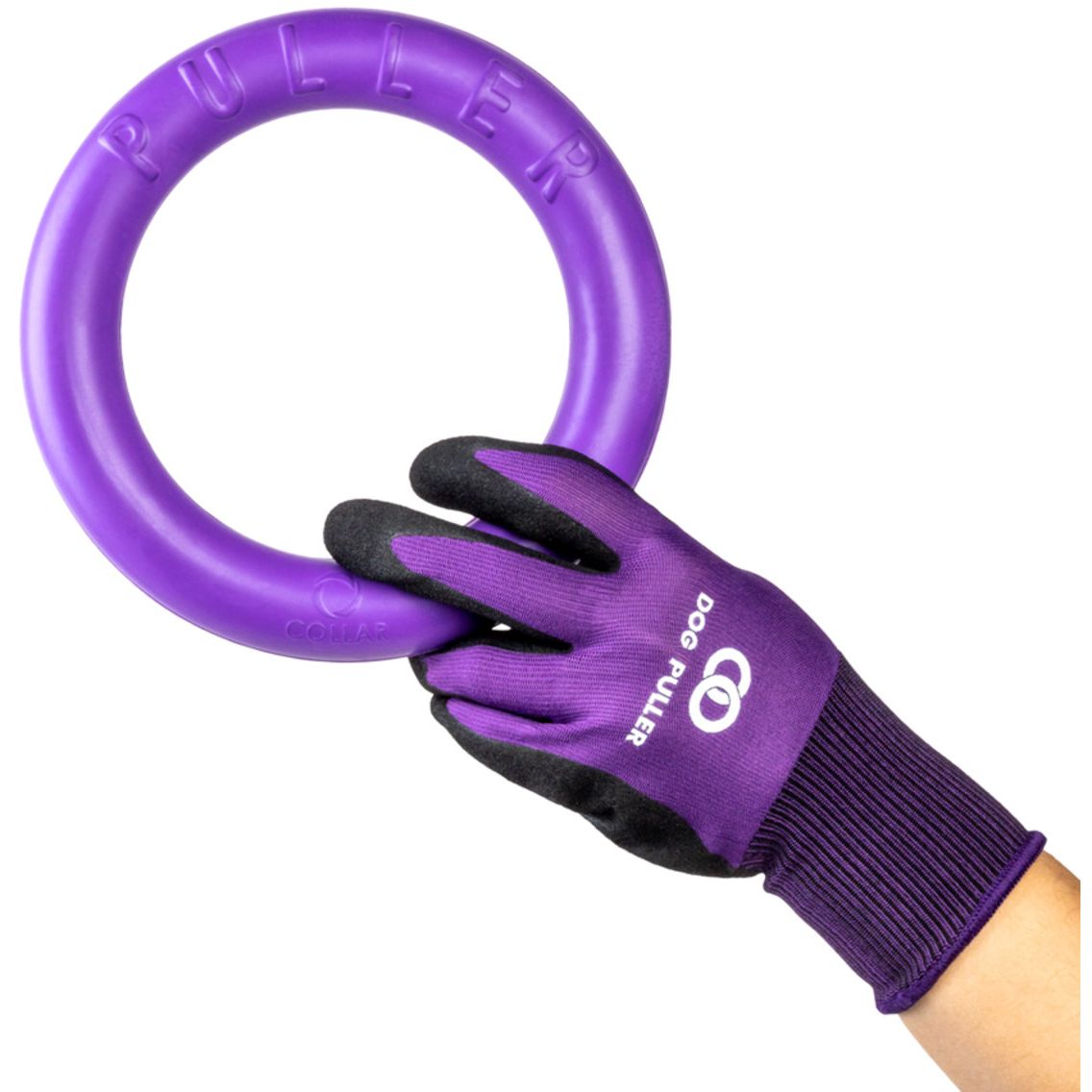 Тренувальні рукавички Dog Puller, розмір М, чорні з фіолетовим - фото 3
