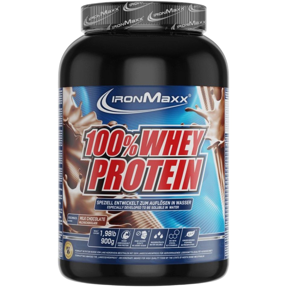 Протеин IronMaxx 100% Whey Protein Черный шоколад 900 г - фото 1