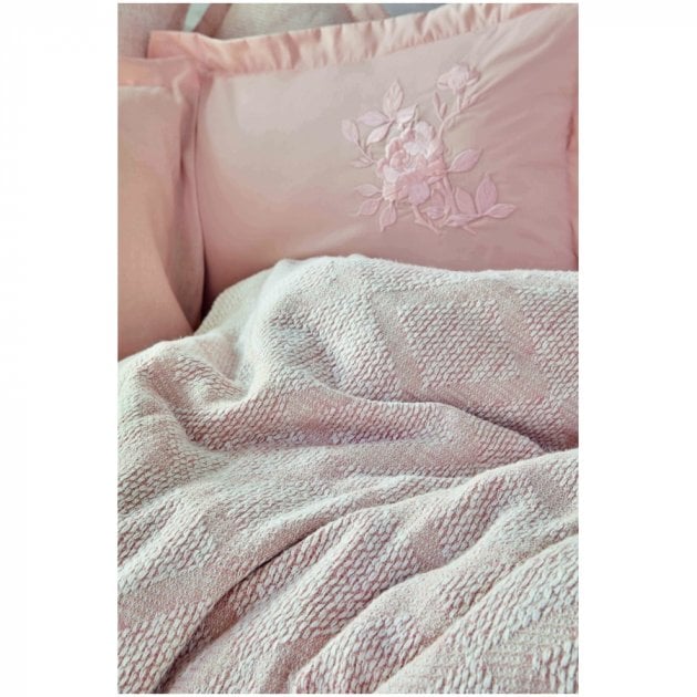 Постільна білизна Karaca Home Miracle blush, жакардове піке, євро, рожевий (svt-2000022279314) - фото 2